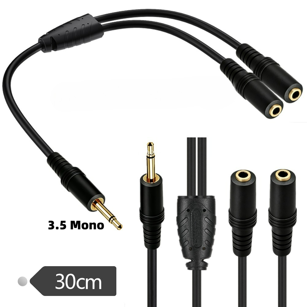 Earphone Splitter Jack - 3.5mm TS 모노 남성-듀얼 3.5mm 모노
