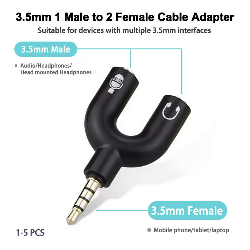 Earphone Splitter Jack - 3.5mm 헤드폰 분배기 마이크 어댑터 U