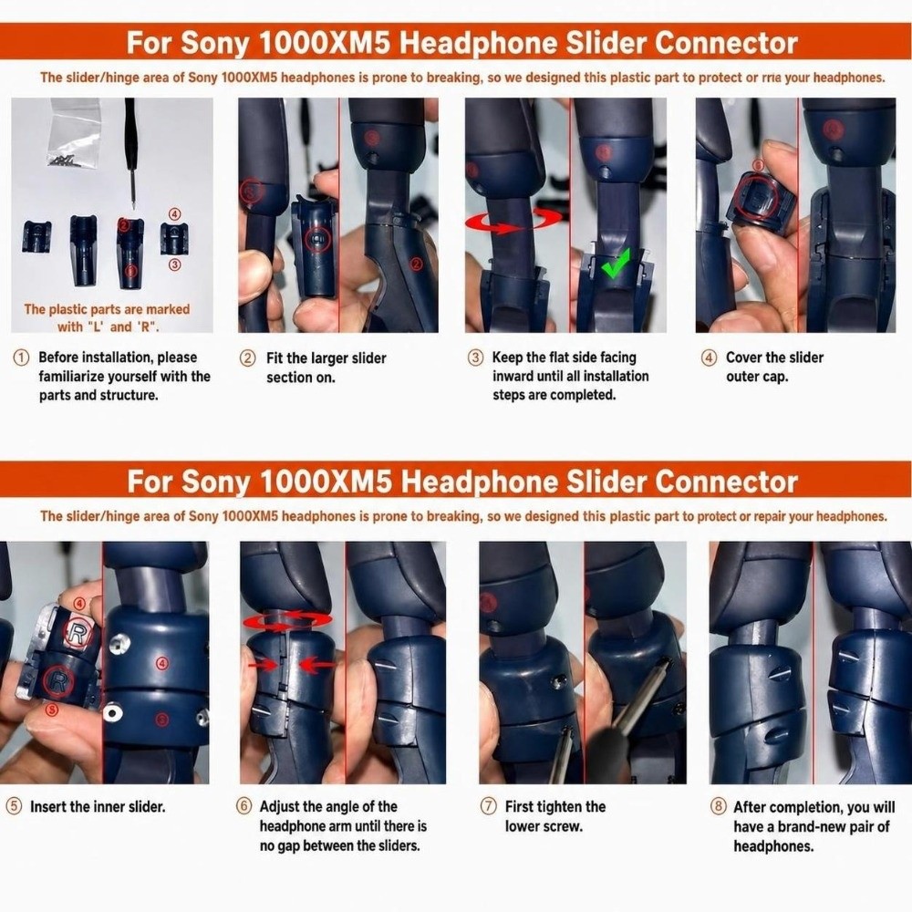 플라스틱 헤드폰 힌지 수리 키트 암 커넥터 완전 세트  - Sony Headphone Wh-1000Xm5 리뷰 및 가격